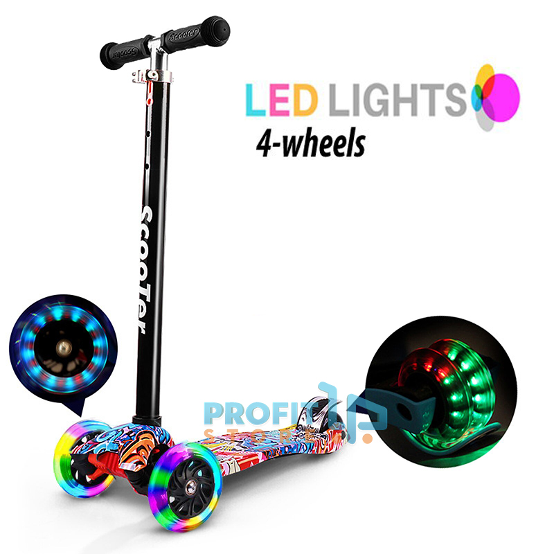 Quad Πρωτοποριακό Παιδικό Πατίνι με 4 LED Φωτιζόμενους Τροχούς & Φρένο Glider Scooter COMIC
